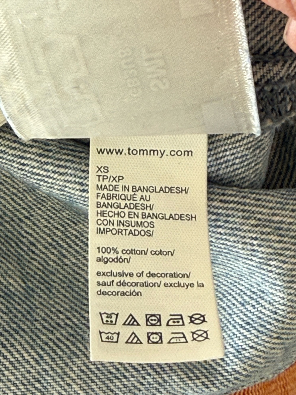 Tommy Hilfiger Denim Pinafore Dress Y2K 90s Style Overall Mini Dress Size XS - Picture 8 of 9